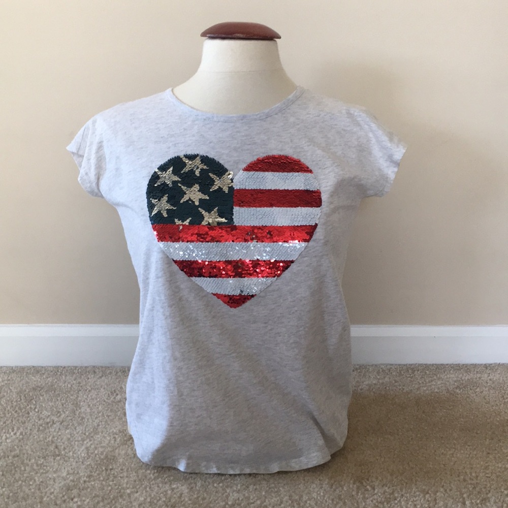 Sequin flipping American Flag Top